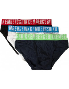 Bikkembergs Slip Uomo Confezione 3 Pezzi Mutande Elastico a Vista