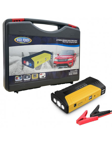 Jump Starter Auto 300A 15000mAh Kit Emergenza Cavi Torcia Power Bank