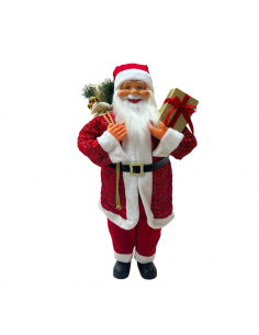 Babbo Natale ROSSO con GLITTER H60cm Decorazione Accessori di Natale per Addobbi