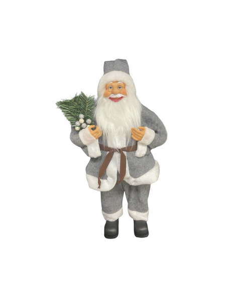 Babbo Natale GRIGIO H40cm Decorazione Accessori di Natale per Addobbi